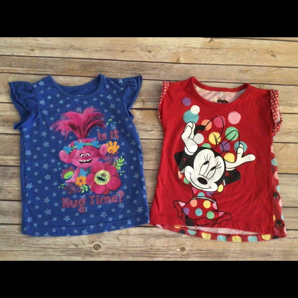 Minnie Mouse and Trolls Poppy shirts 3T